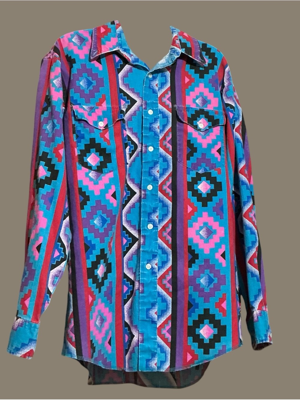 Vintage Wrangler Cowboy Cut Southwestern Geometric Western Shirt